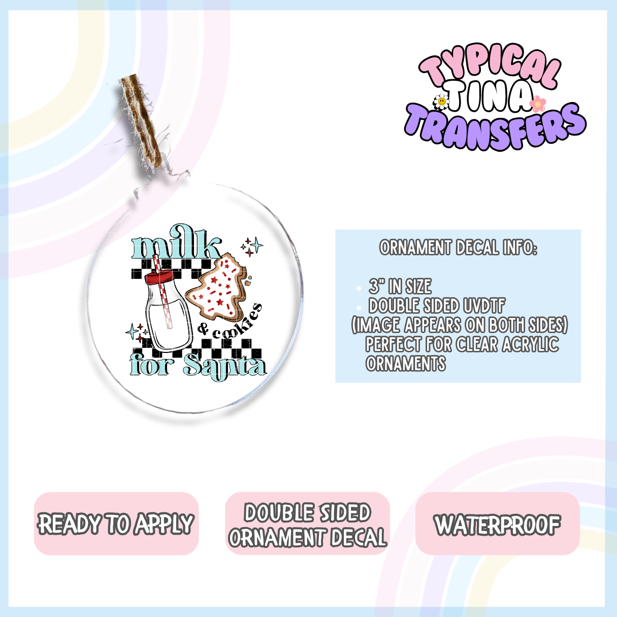 Milk for Santa | 3" Ornament Decal